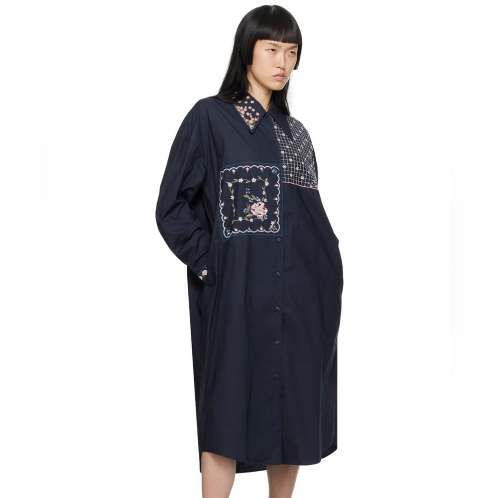 YMC Judy Floral Embroidered Dress Navy (M)
